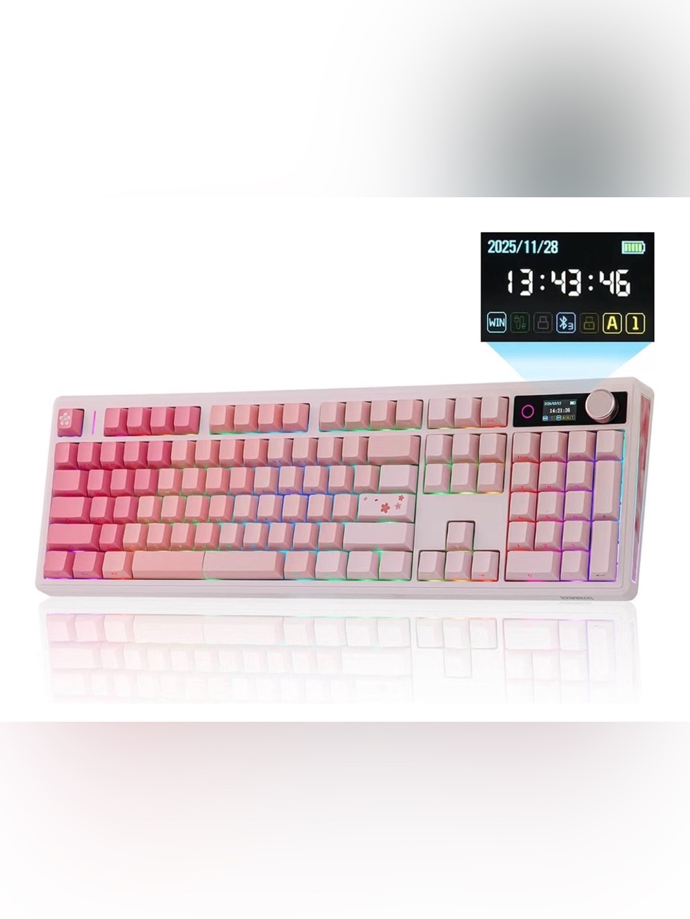 Epomaker TH108 V2 Pro Full Size Mechanical Keyboard with Screen Knob Creamy Jade